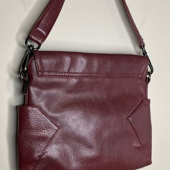 Matt & Nat Minka Dwell Maroon Faux Leather Snap Handbag - Picture 6 of 9
